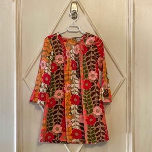 Hartstrings Floral Smocked Corduroy Dress